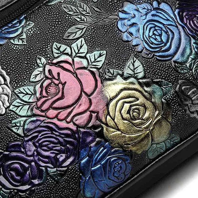 Women's Crossbody Bag Shoulder Bag PU Leather Outdoor Office Zipper Adjustable Large Capacity Lightweight Flower Black