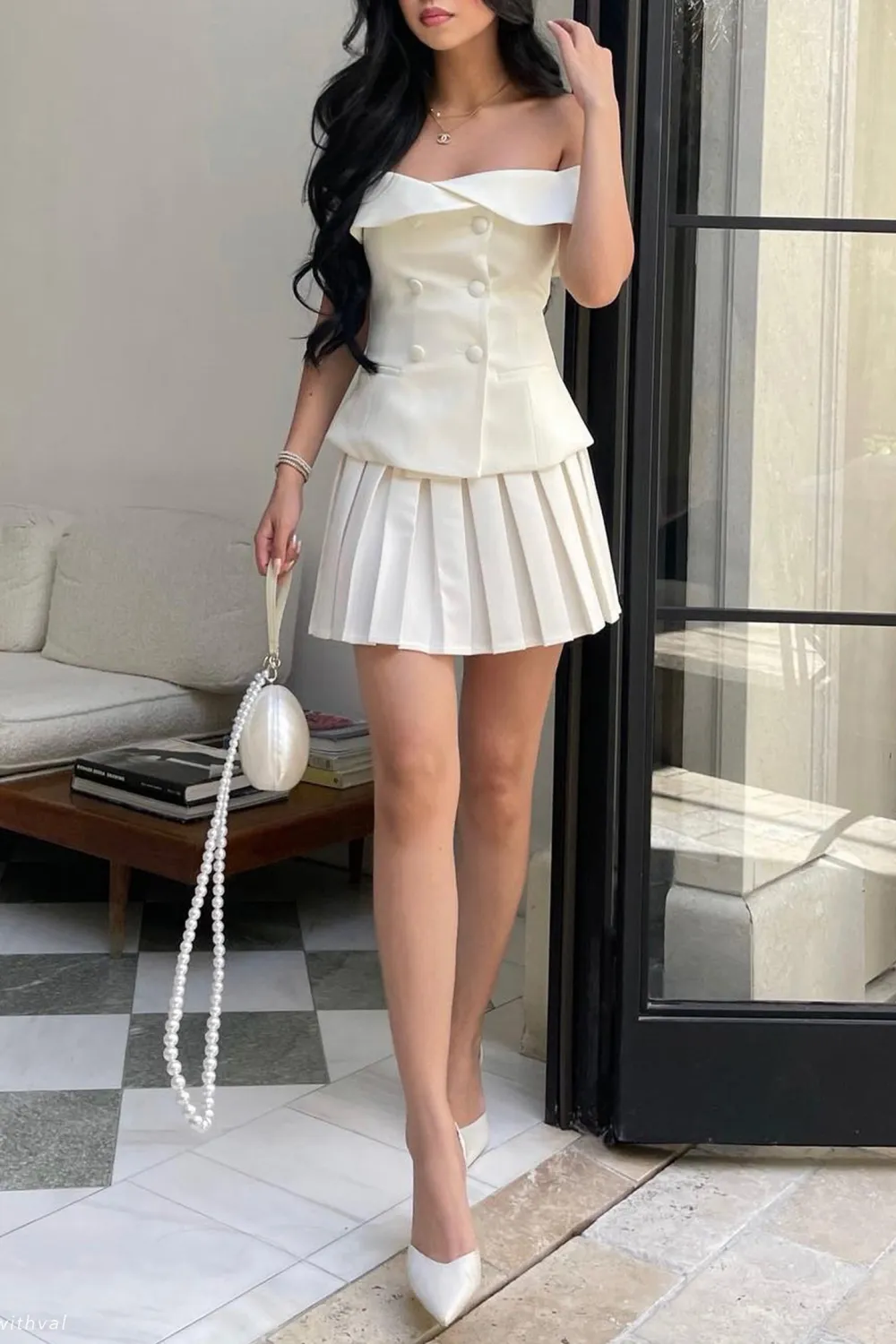 Strapless Suiting Top