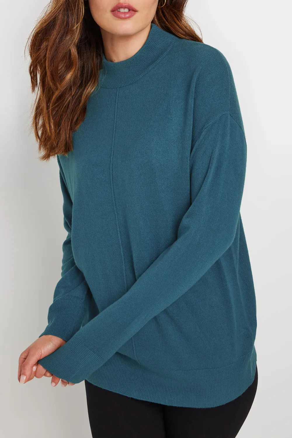 Solid Color High Neck Sweater