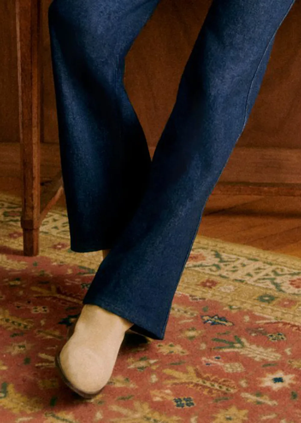 High-Rise Straight-Leg Solid Cotton Jeans