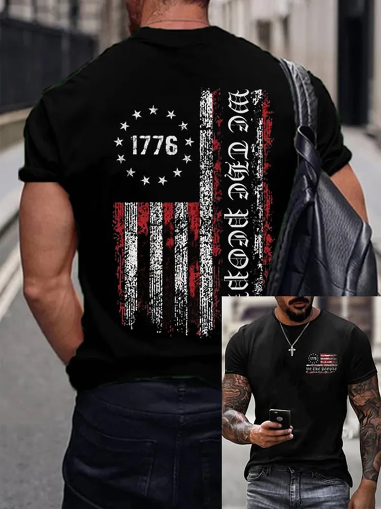 Men'S Shirt With National Flag 1776 Print T-Shirt
