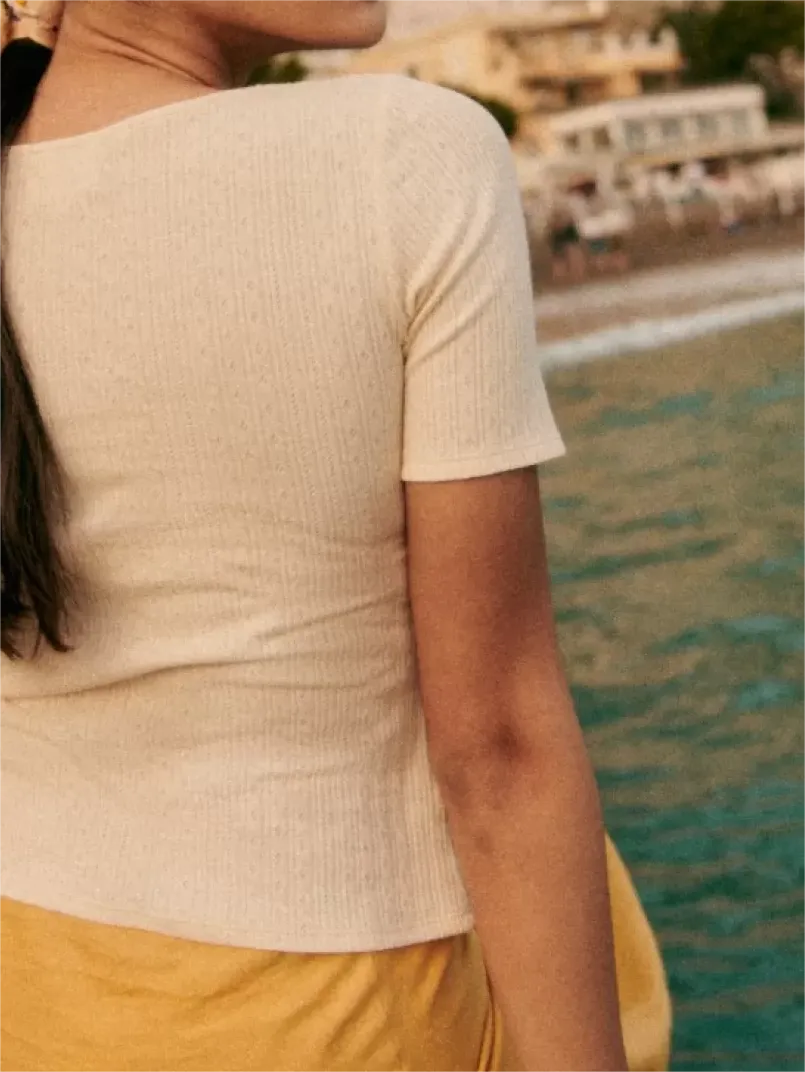 Lace Deep V-Neck T-Shirt