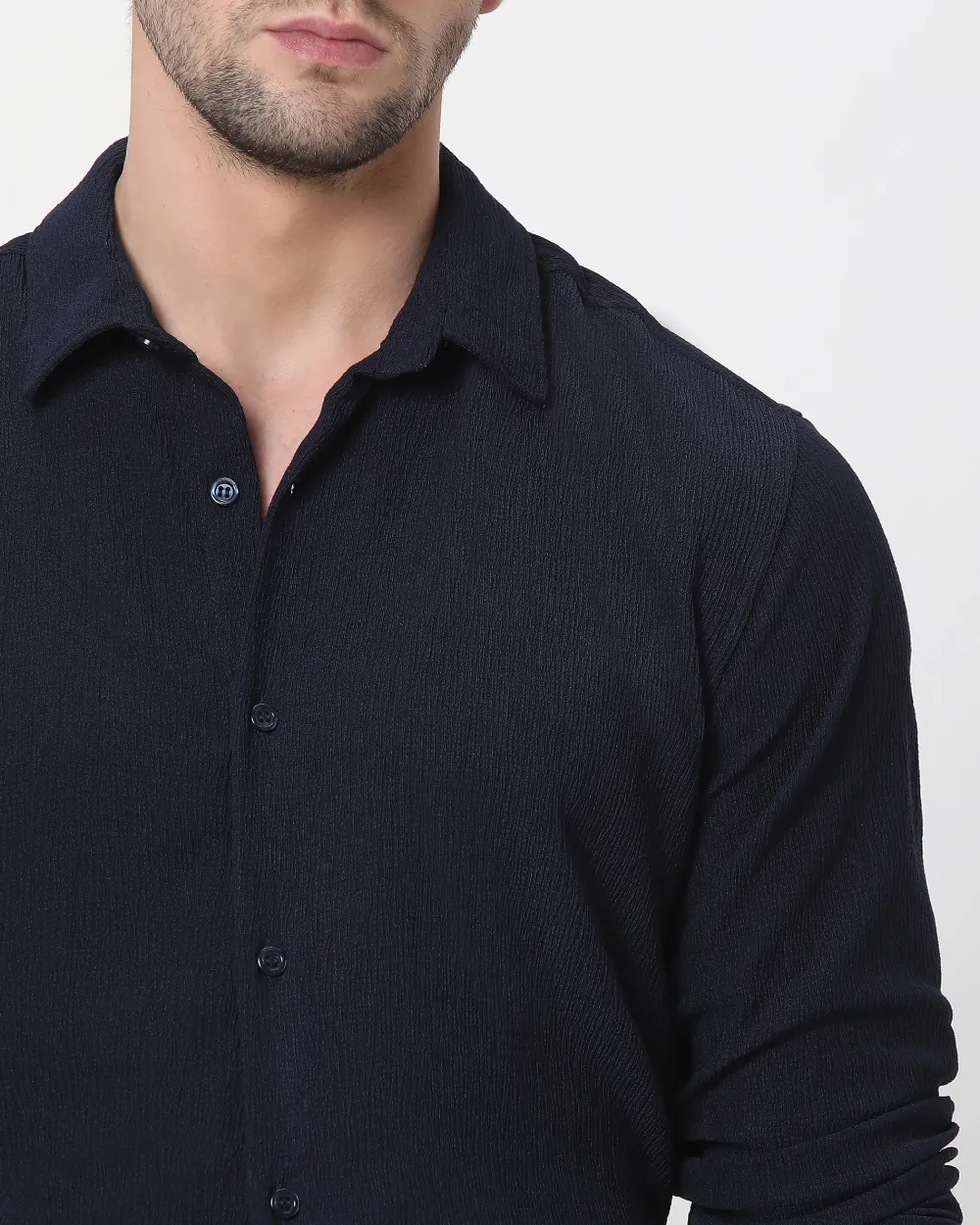 Simple And Comfortable Slim-Fit Breathable Navy Shirt
