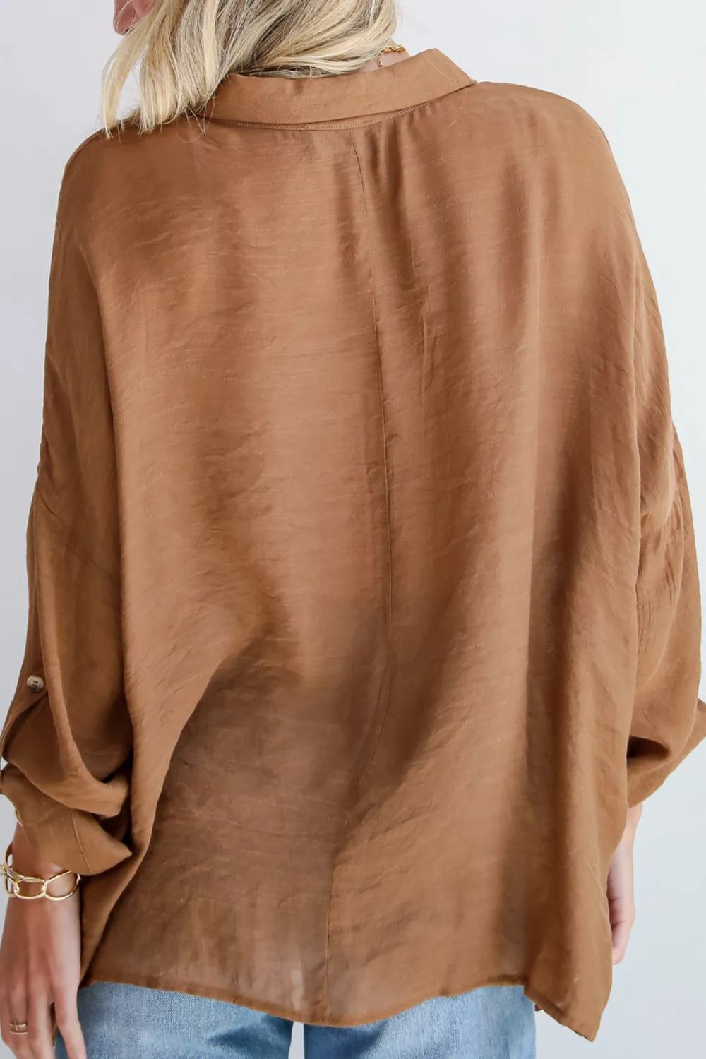 Compelling Composure Oversized Button-Up Blouse