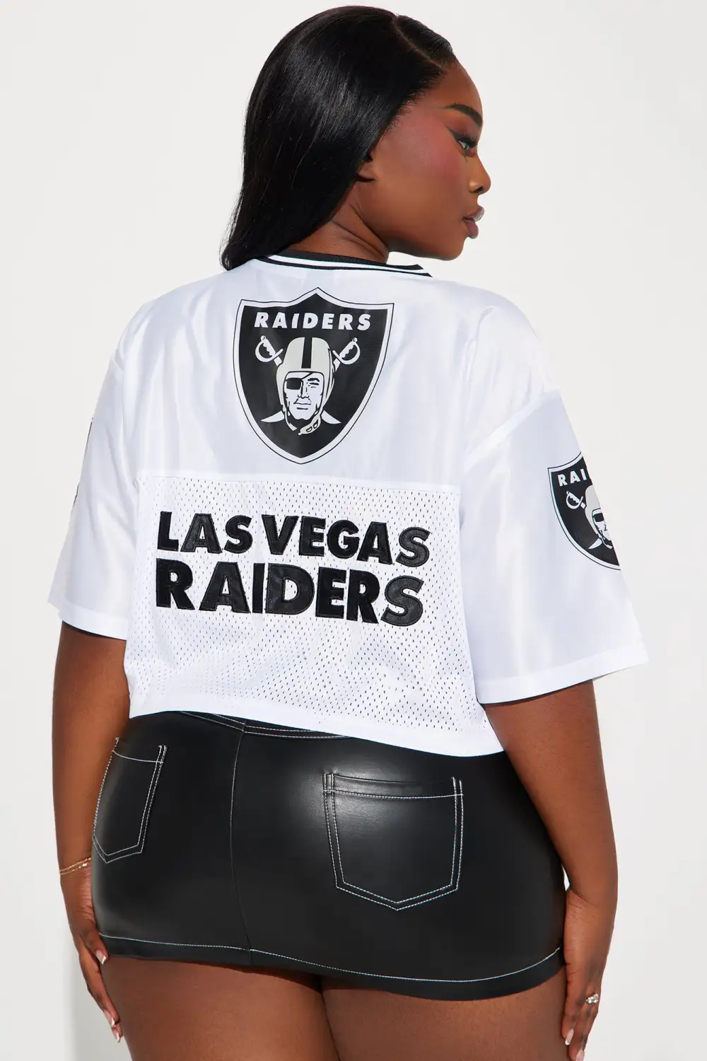 Raiders Fight Song Cropped Mesh Top - White/combo