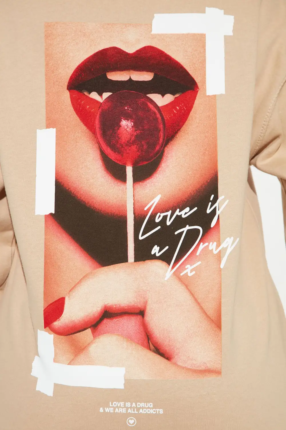 Love Is A Drug Graphic Hoodie - Taupe