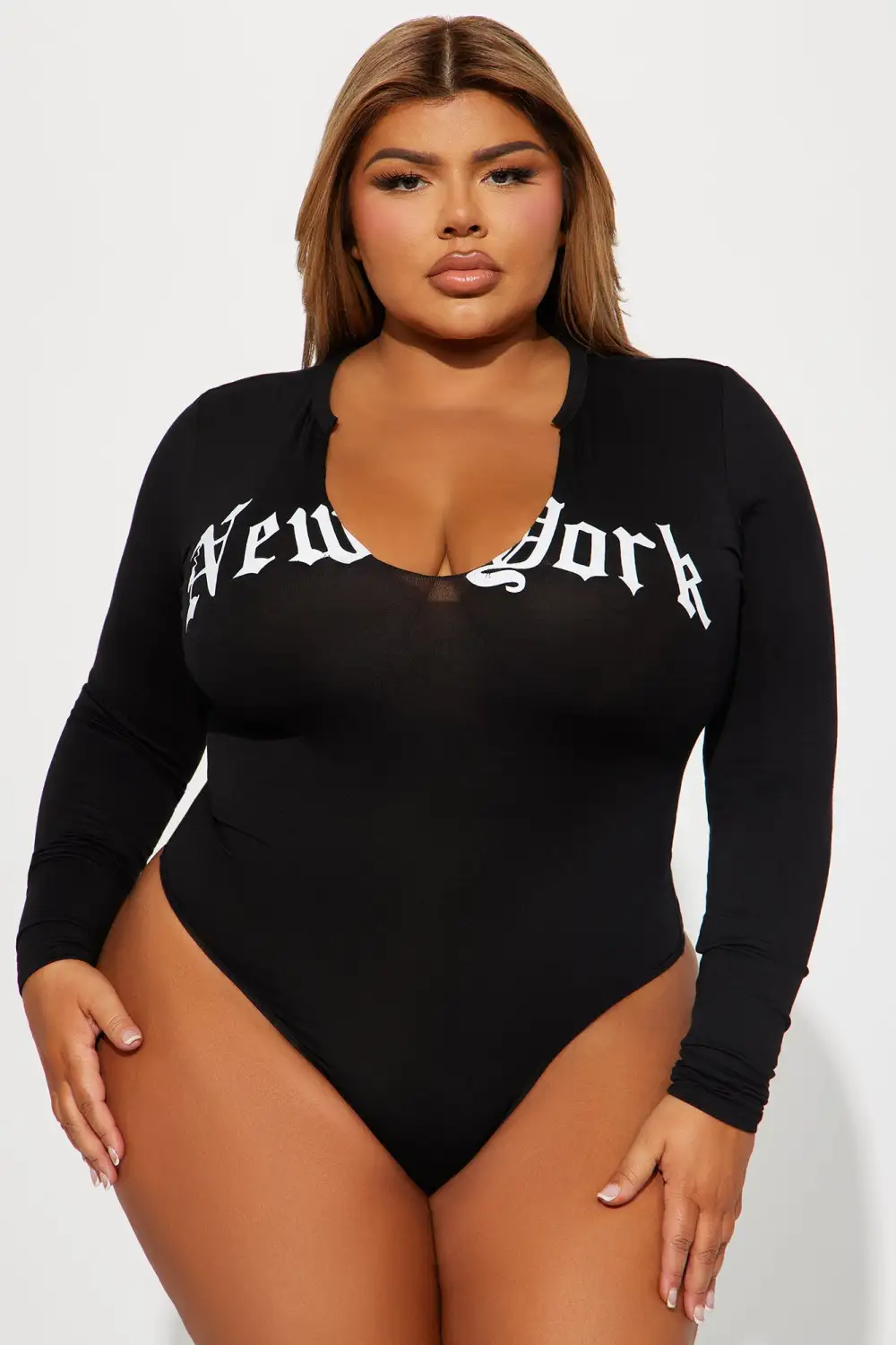 With Love New York Long Sleeve Bodysuit - Black