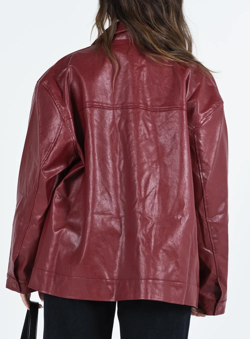 Classic Faux Leather Button Up Jacket