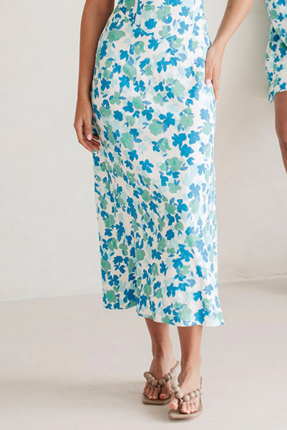 Off Shoulder Floral Print Midi Dress