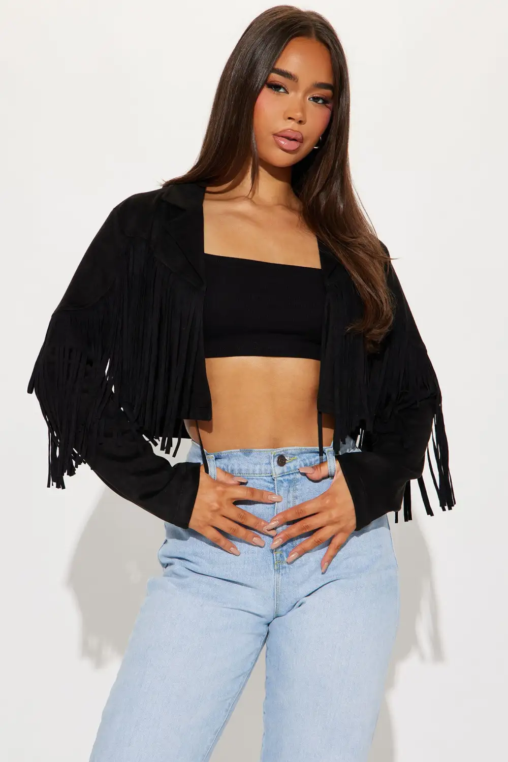 Festival Vibe Fringe Jacket - Black