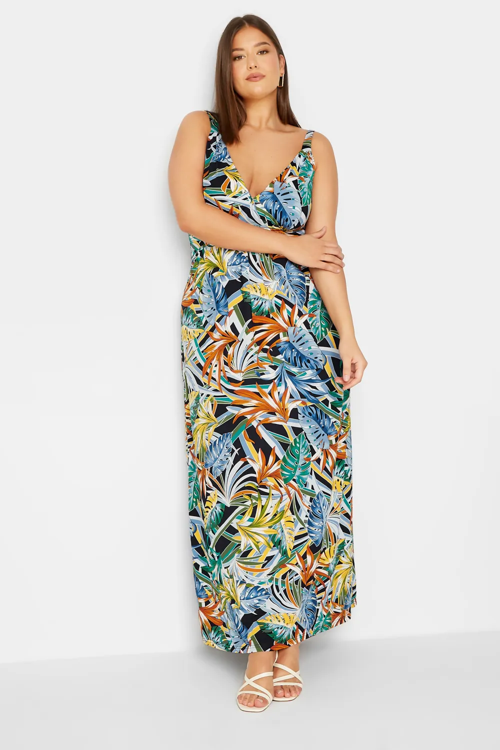 LTS Tall Green Palm Leaf Print Maxi Dress