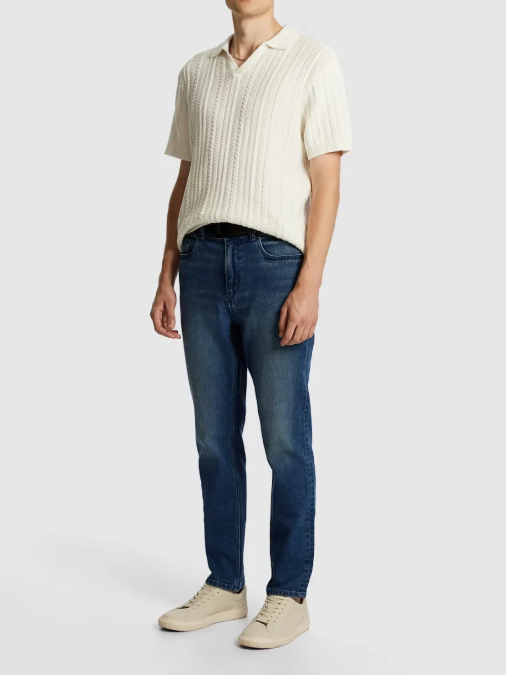 Blue Zip Front Casual Style Jean