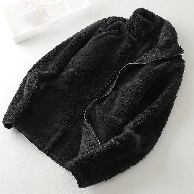 Women's Fleece Cardigan Stand-up Collar Jacket Thick Warm