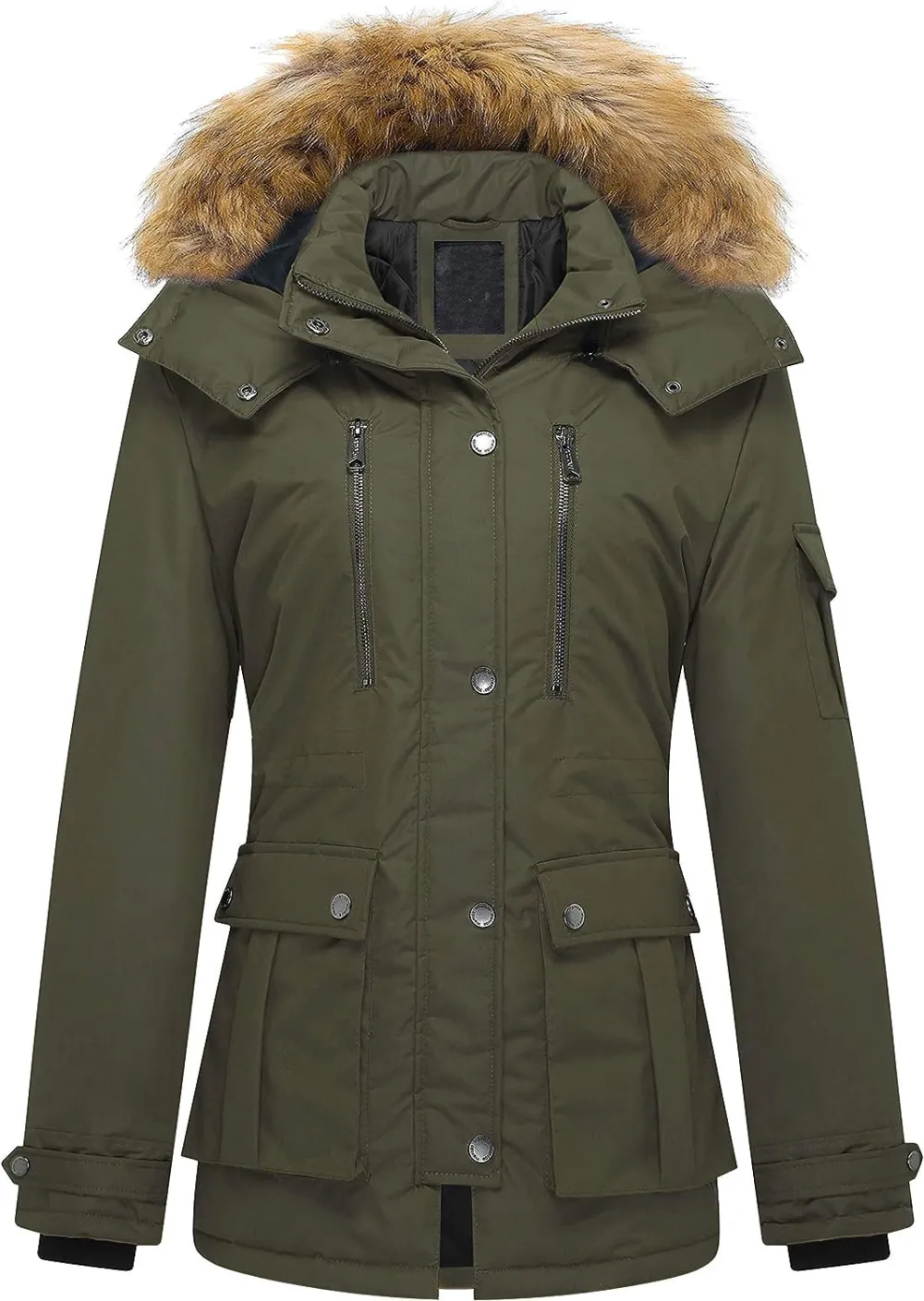 Women's Quilted Winter Coat Warm Puffer Jacket Thicken Parka with Removable Hood
