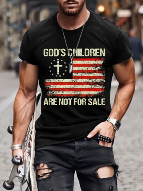 Men'S Casual God Children For Men Does Not Sell Printed Short Sleeve T-Shirts Pure Cotton Round Necks