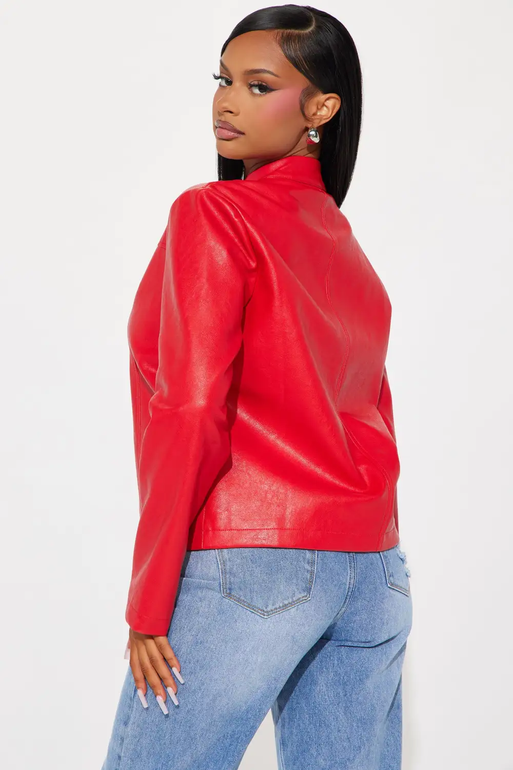 Love At First Sight Faux Leather Jacket - Red