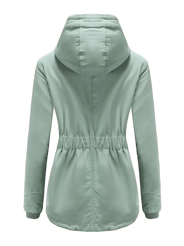 Women's Parka Street Fall Winter Puffer Jacket Long Coat Windproof Warm 3 in 1 Loose Casual Sports Jacket Long Sleeve Solid Color Zipper Purple Blushing Pink Waterpoof Daily Wear Down Parkas  Lined