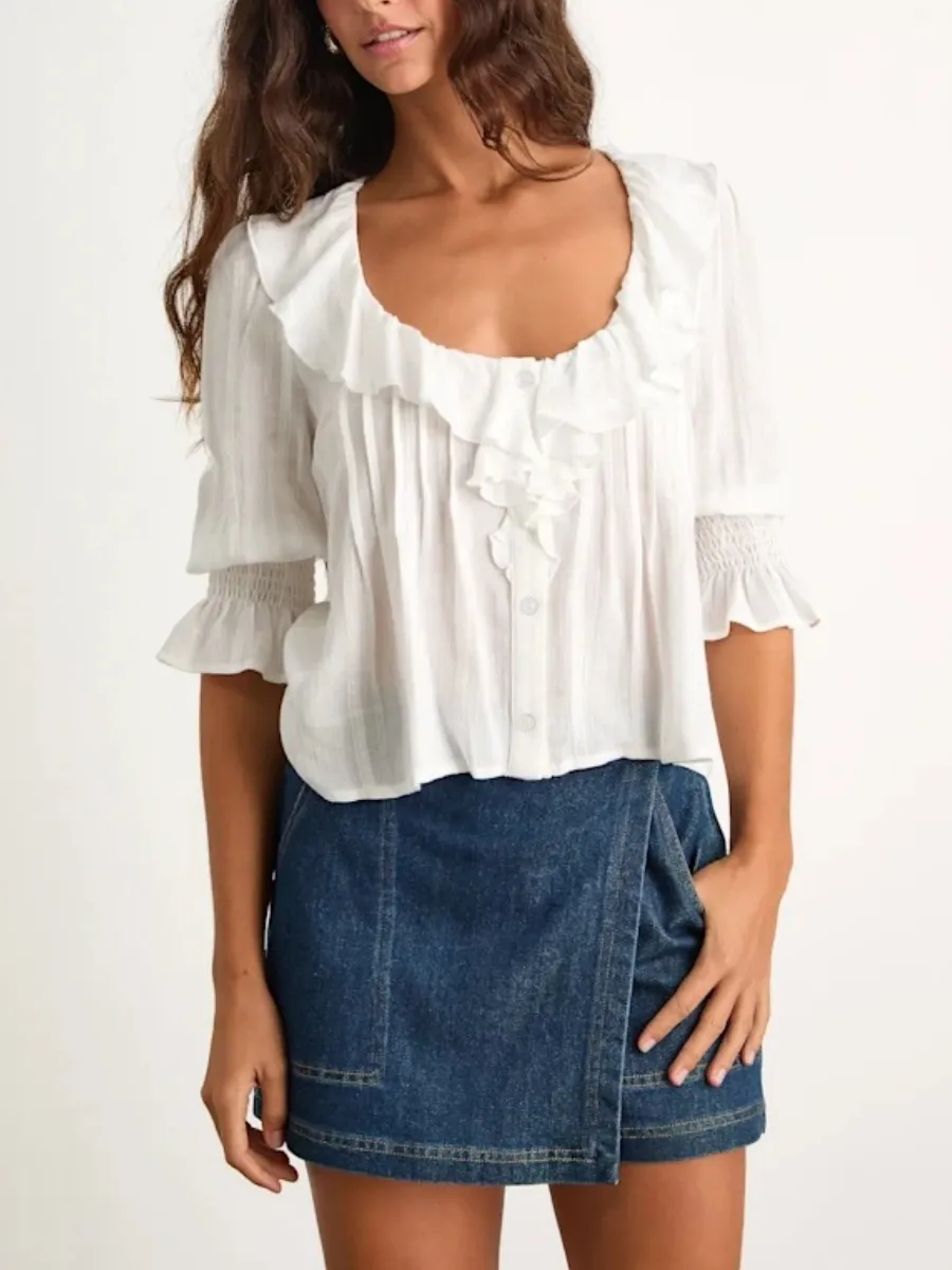 Scoop Neck Half Sleeve Blouse