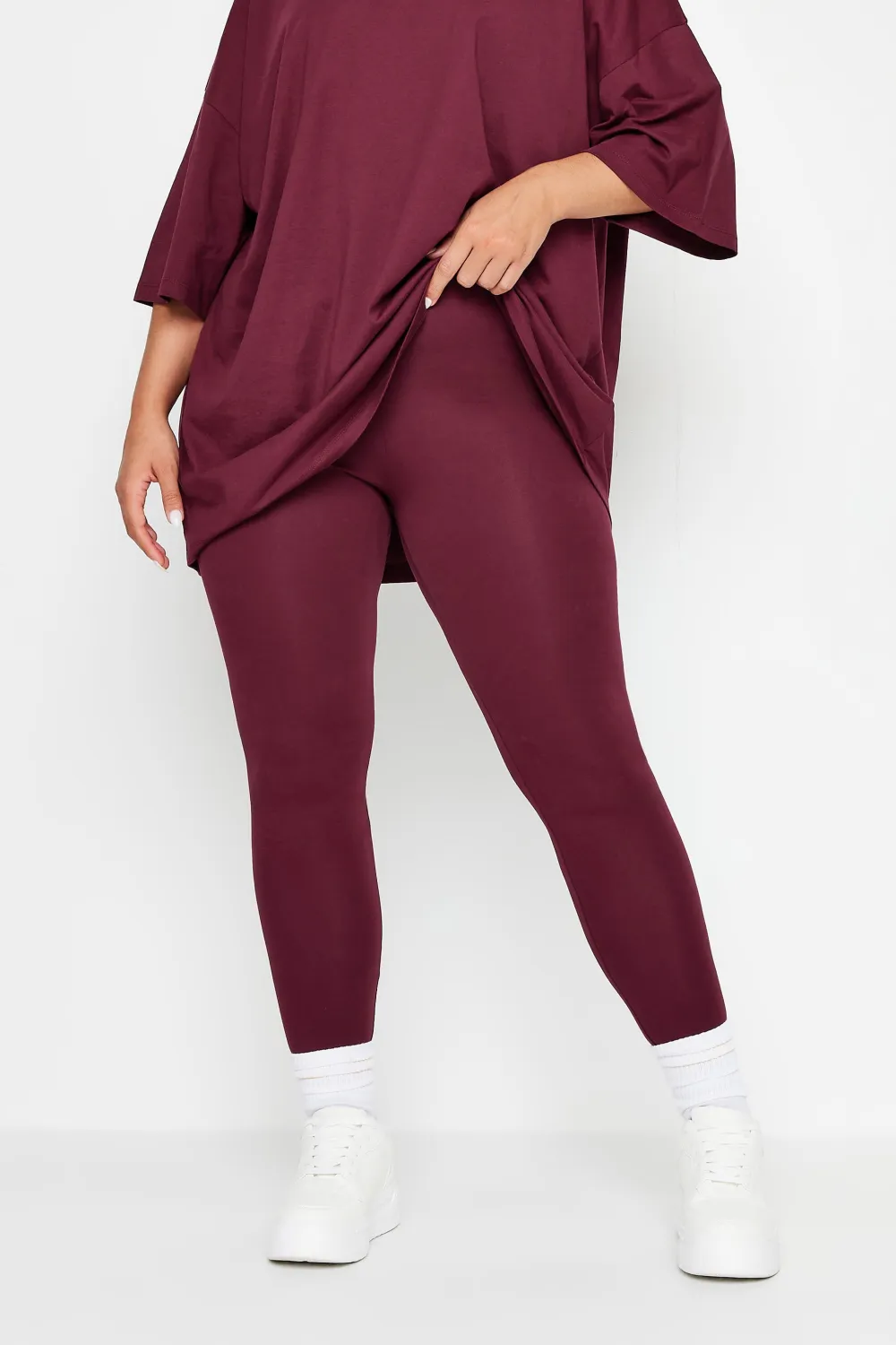 YOURS Curve Burgundy Red Leggings