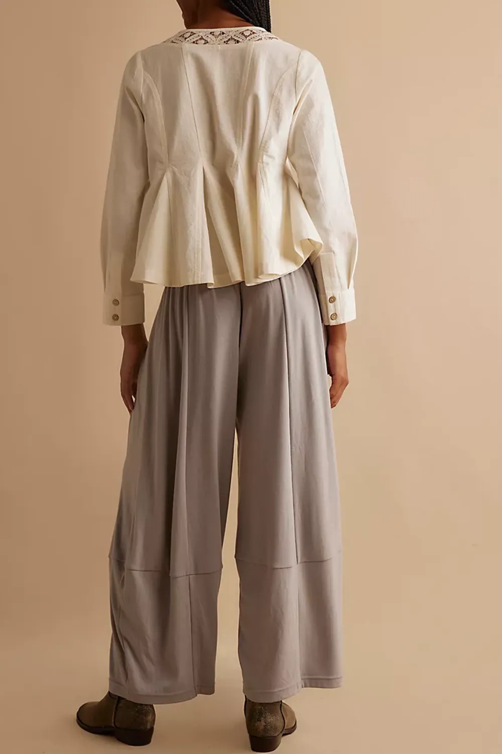 High Waist Elastic Waistband Pants