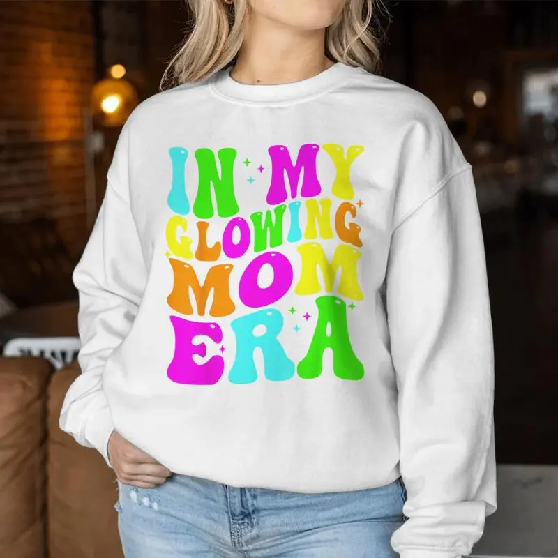 In My Glowing Mom Era Groovy Colorful Bright Women Sweatshirt
