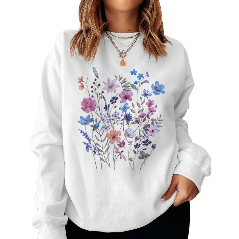 Vintage Flowers Wildflowers Grow Floral Graphic Summer Women Sweatshirt