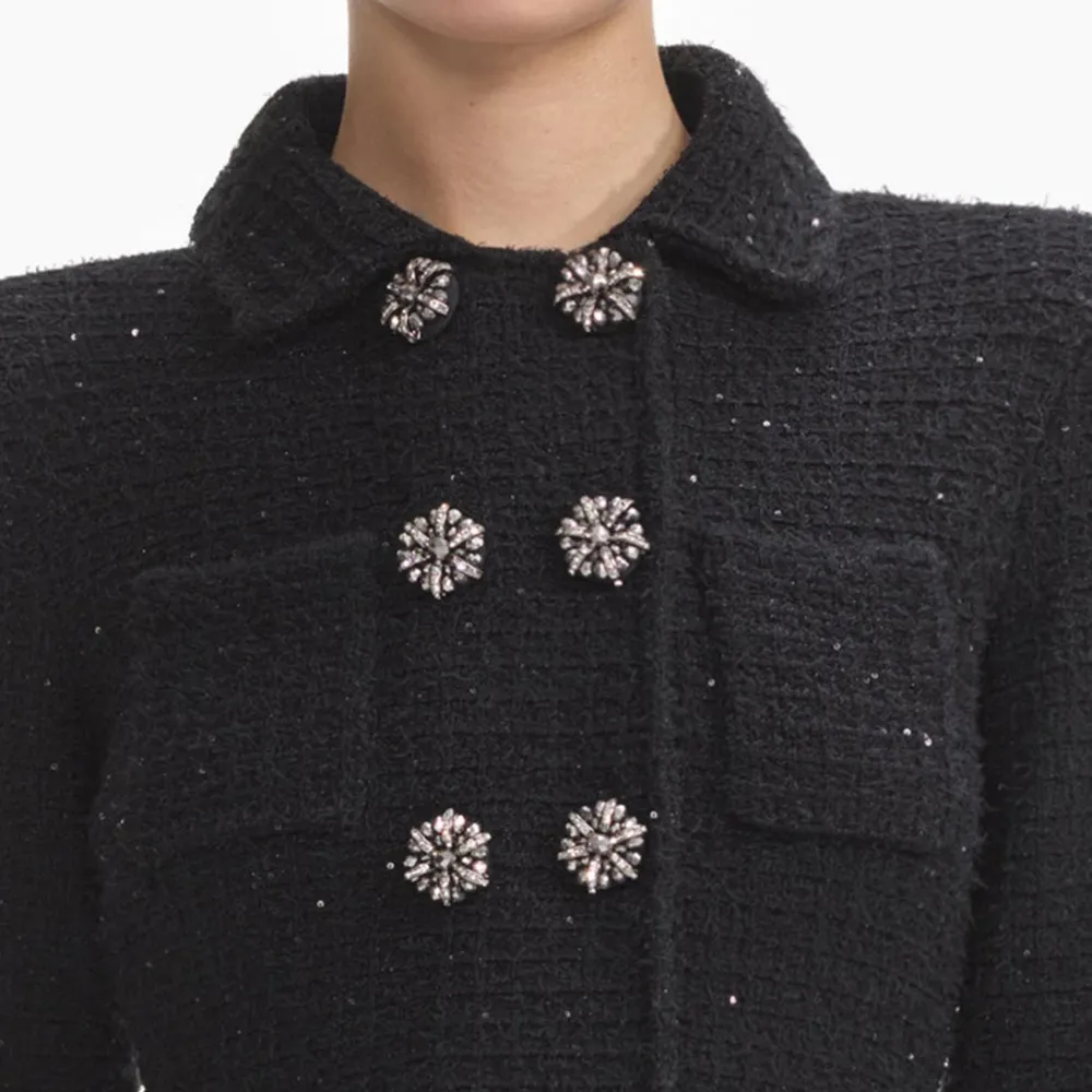 Black Textured Knit Peplum Midi Dress