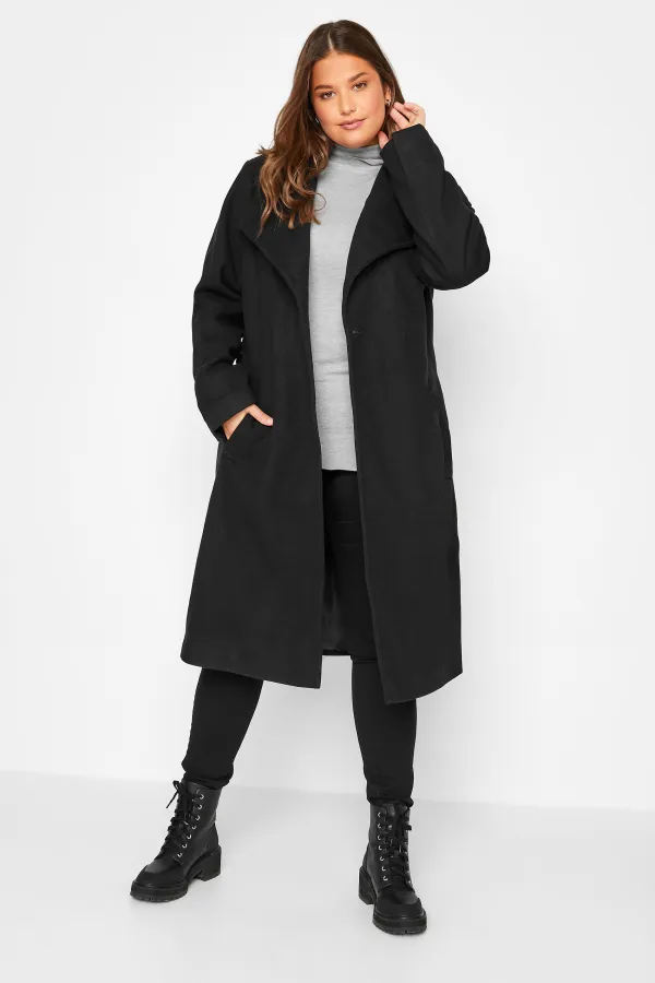LTS Tall Black Belted Coat