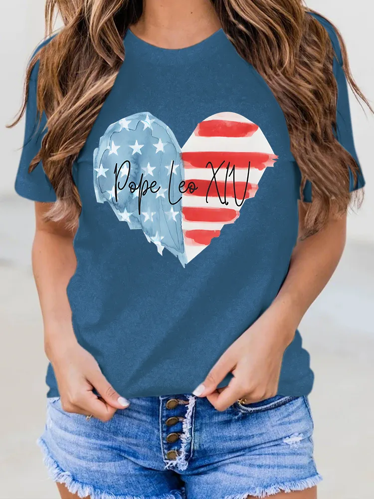 Women'S Pope Leo Xiv Round-Neck Short-Sleeved T-Shirt