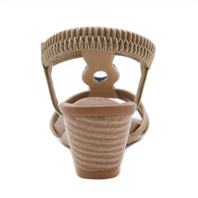 Women's Sandals Boho Bohemia Beach Wedge Sandals Outdoor Office Daily Summer Button Wedge Heel Open Toe Vintage Elegant Casual Walking Shoes PU Leather Elastic Band Solid Colored Black Gold