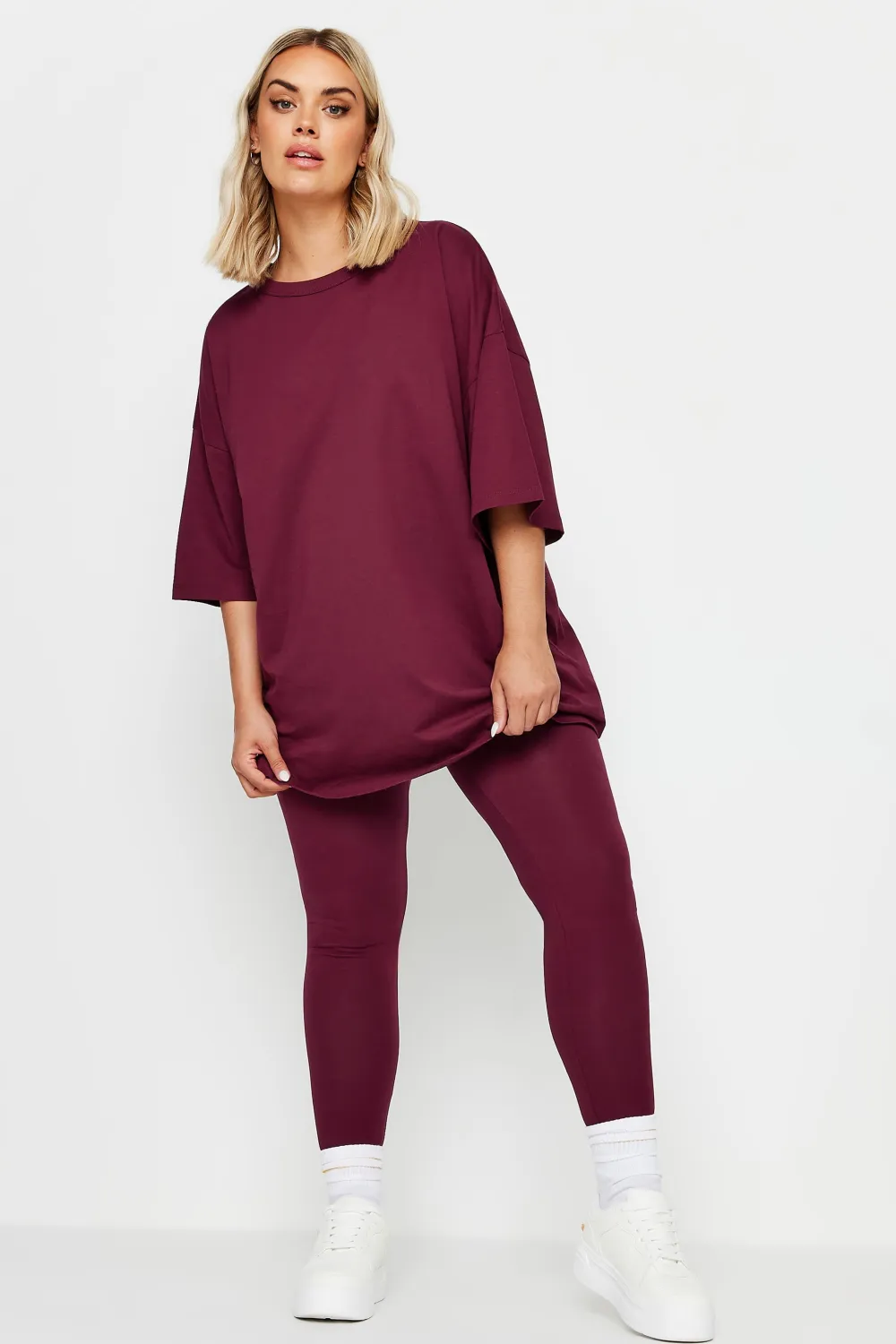 YOURS Curve Burgundy Red Leggings
