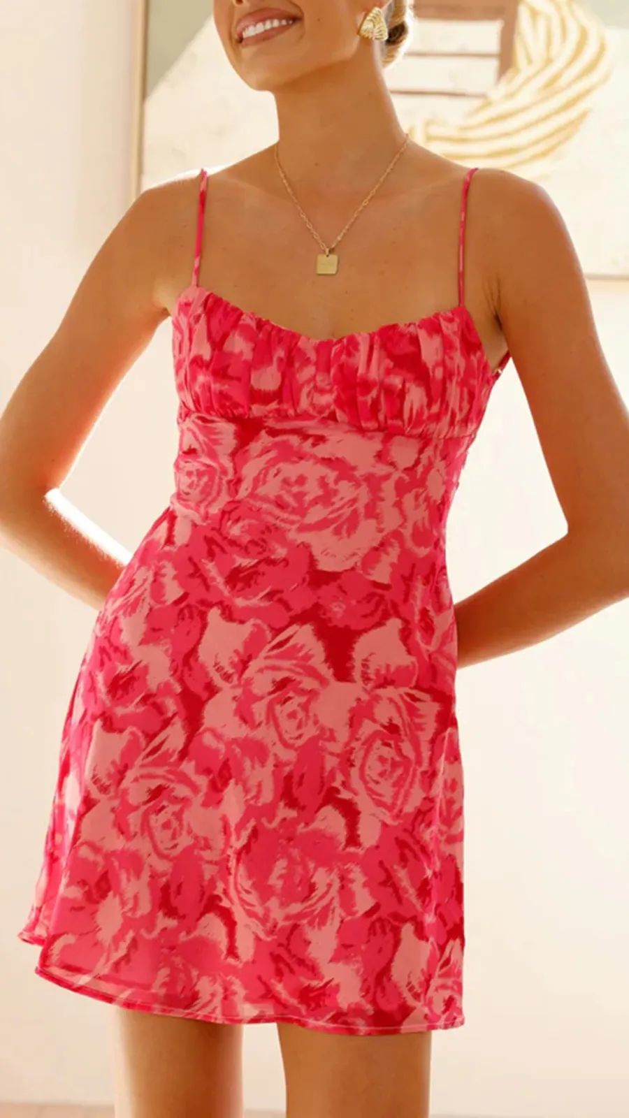 Thin Adjustable Straps Mini Dress