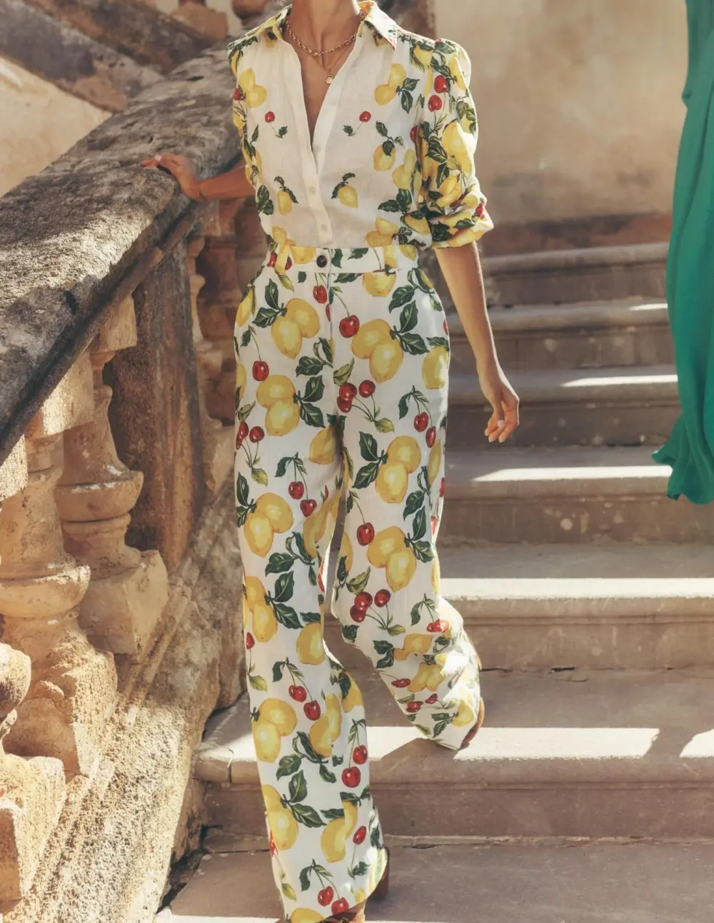 Lemon - Print White Cotton Shirt