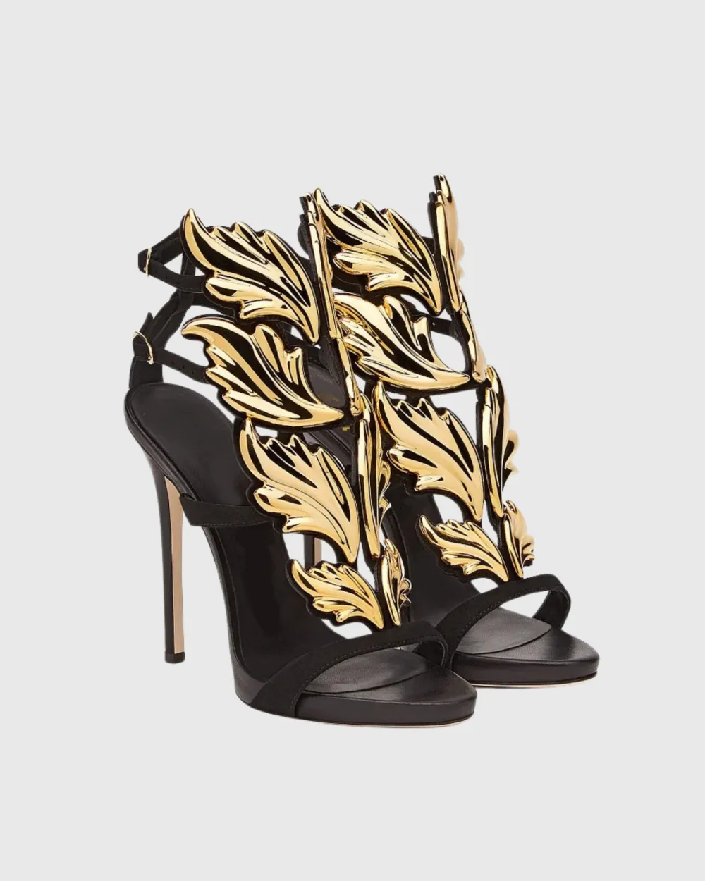 Mirrored Wing Sandals in Black