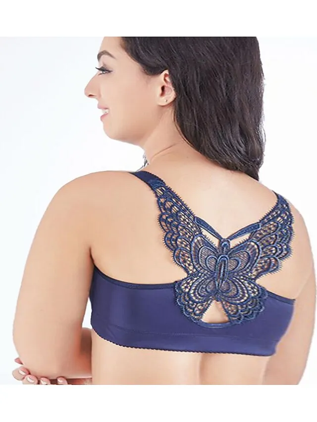 Women's Curve Plus Size Solid Color Butterfly Ladies Sexy Winter Fall Spring Push Up Bras 3/4 Cup Bra Black Wine Red Big Size US34A / FR90A / INT75A US34B / FR90B / INT75B US34C / FR90C / INT75C