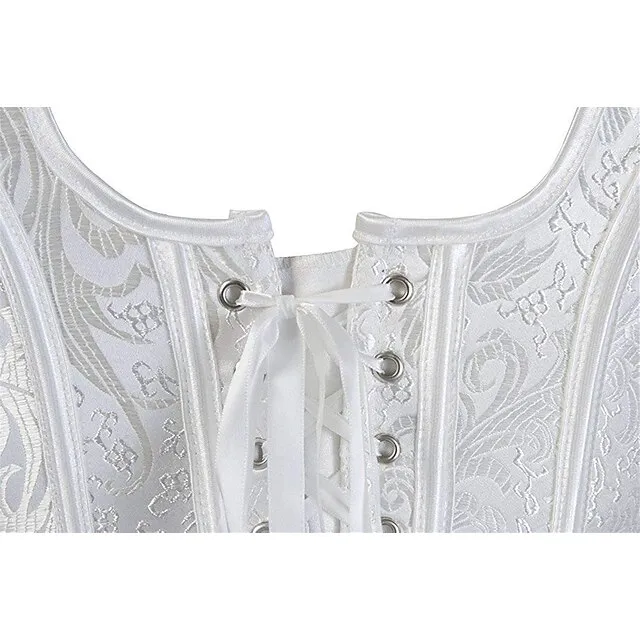 Corset Women's Corsets Halloween Wedding Party Party & Evening Plus Size Black White Purple Breathable Overbust Corset Zipper Lace Up Backless Tummy Control Push Up Flower All Seasons