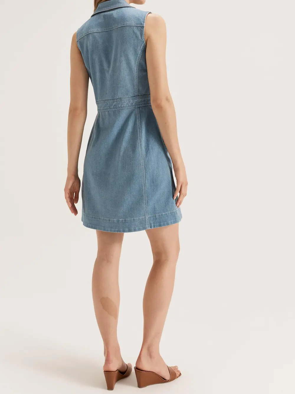 Denim Button Mini Dresses with Pockets