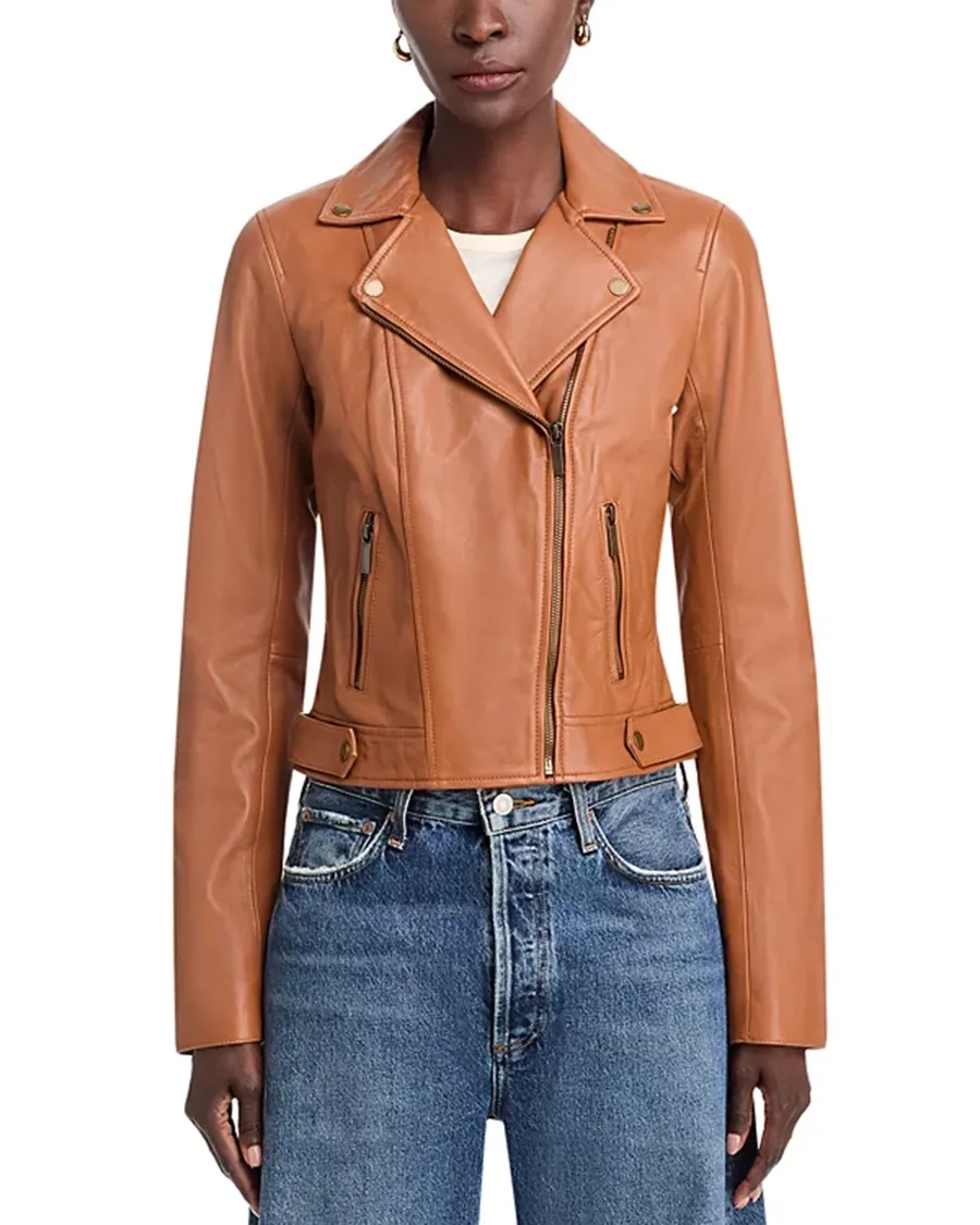 Long Sleeves Leather Moto Jacket