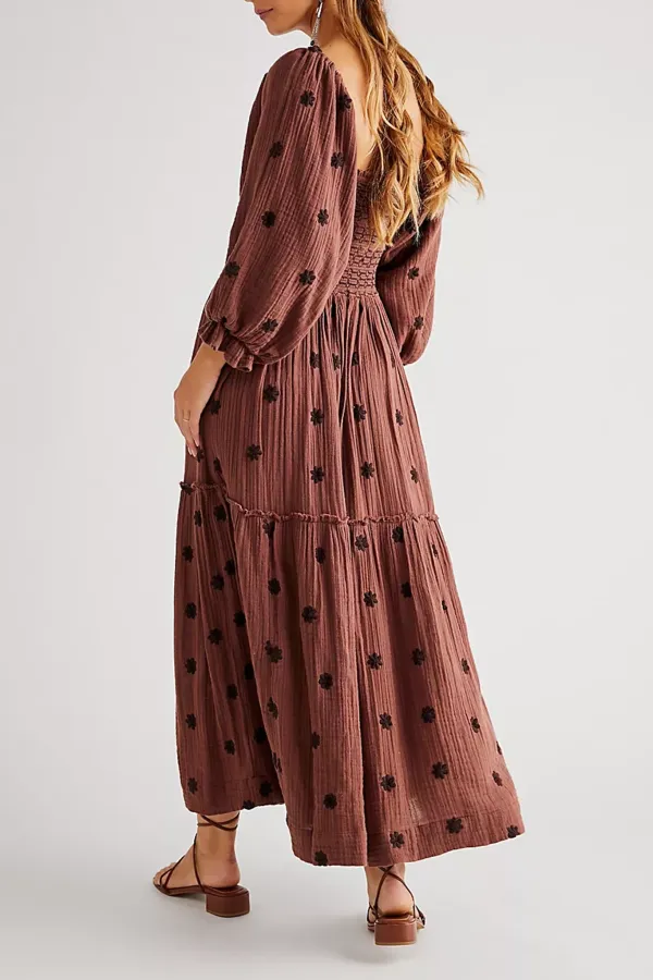 Off Shoulder Smocked Maxi Dress