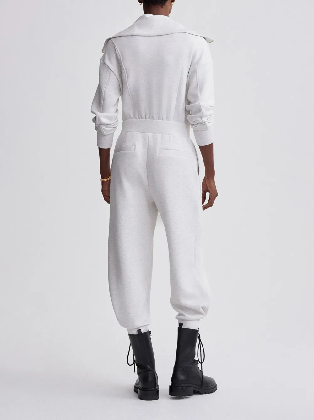 Stylish High-Collar Zip-Up Long-Sleeve Jumpsuit