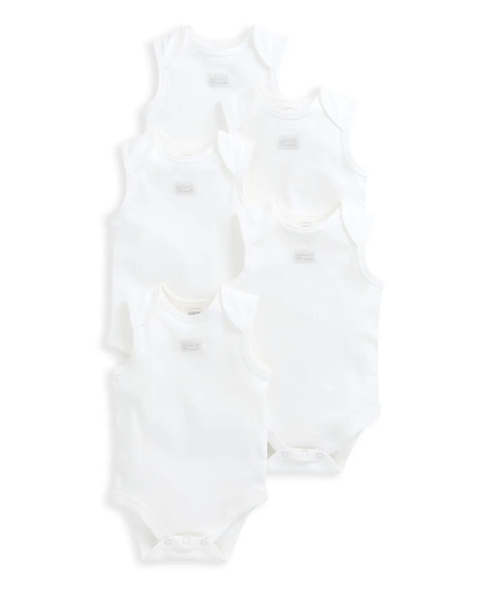 Organic Sleeveless Bodysuits (5 Pack) - White