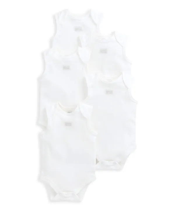 Organic Sleeveless Bodysuits (5 Pack) - White