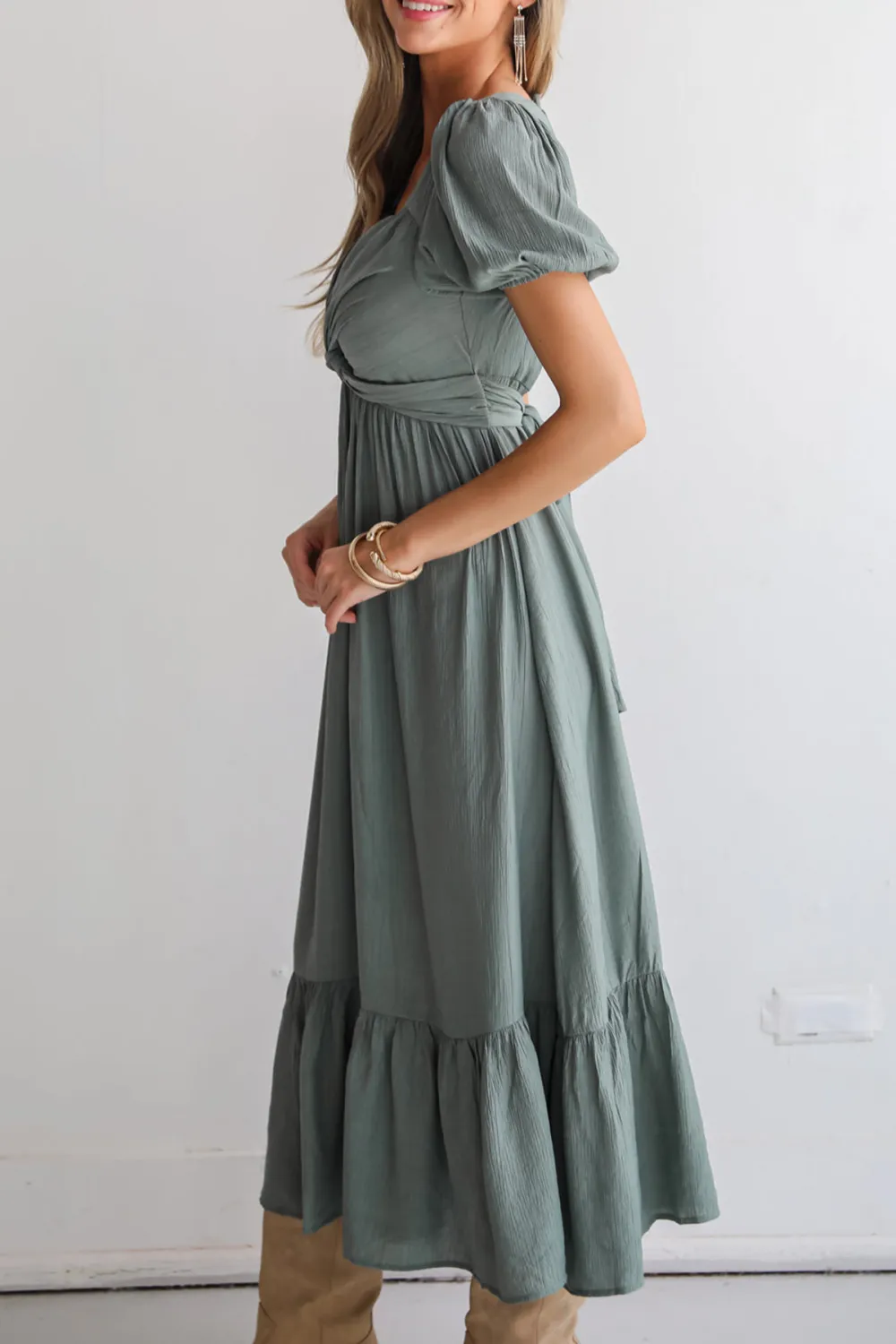 Confident Moves Sage Midi Dress