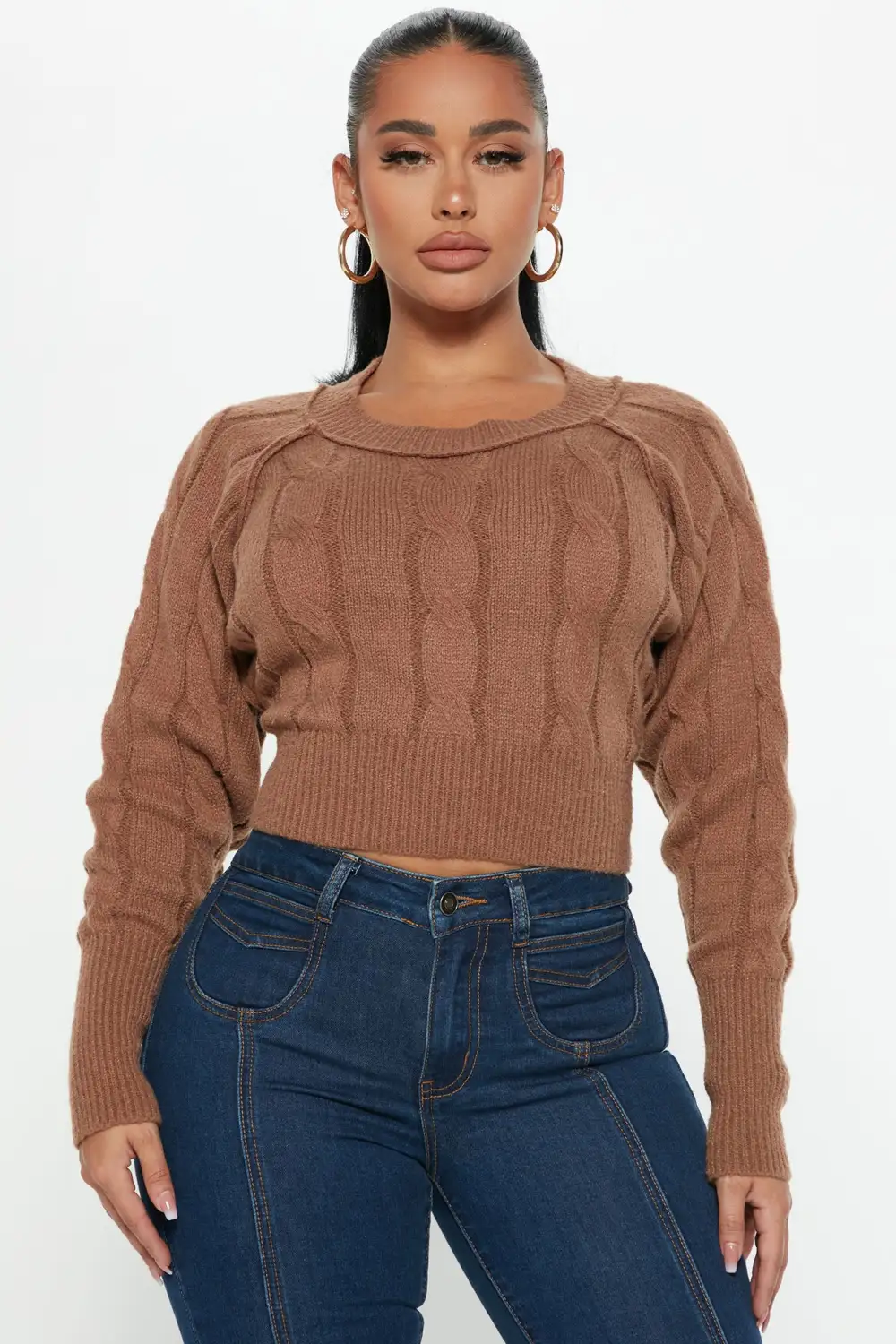 Charade Cable Knit Sweater - Mocha