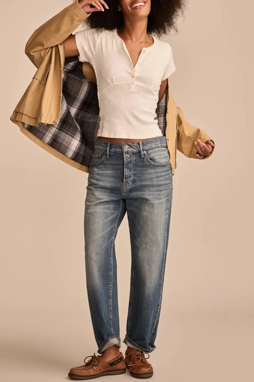 Whisper White Crochet Trim Short Sleeve Henley