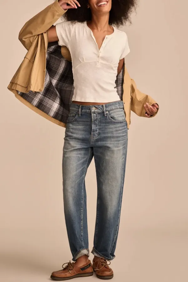 Whisper White Crochet Trim Short Sleeve Henley