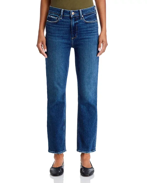 Blue Straight Leg Raw Edge Jeans