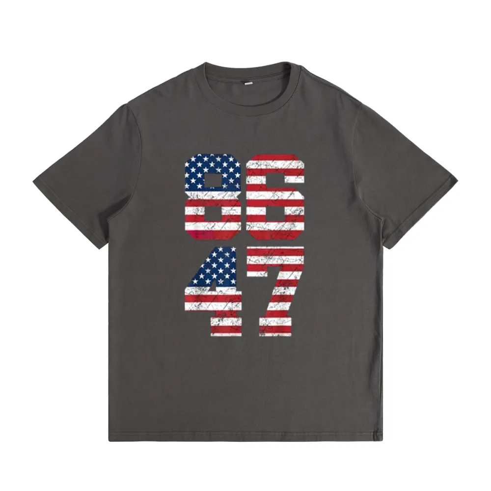 Anti Trump 8647 86 47 Retro Anti-Trump US Flag Impeach 47 US T-Shirt