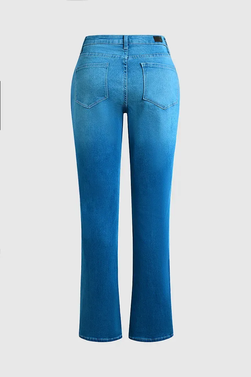 Zip Fly Mid Waist Bootcut Jeans