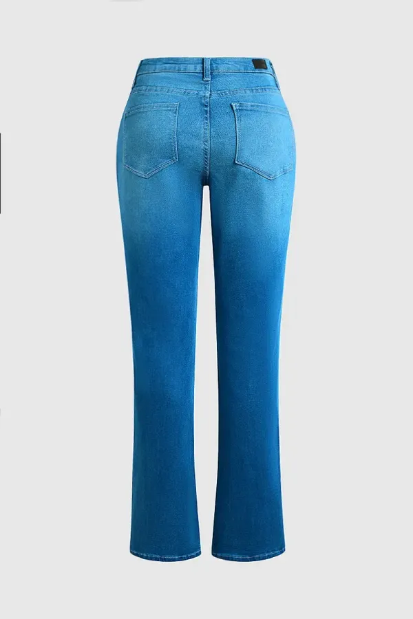Zip Fly Mid Waist Bootcut Jeans